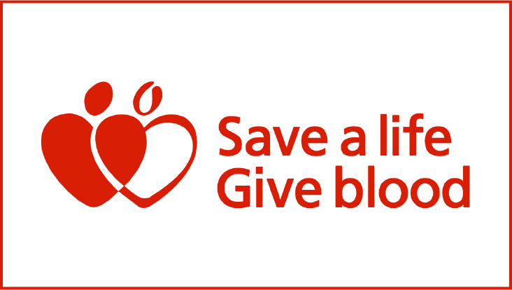 NHS Blood donation logo saying save a life, give blood